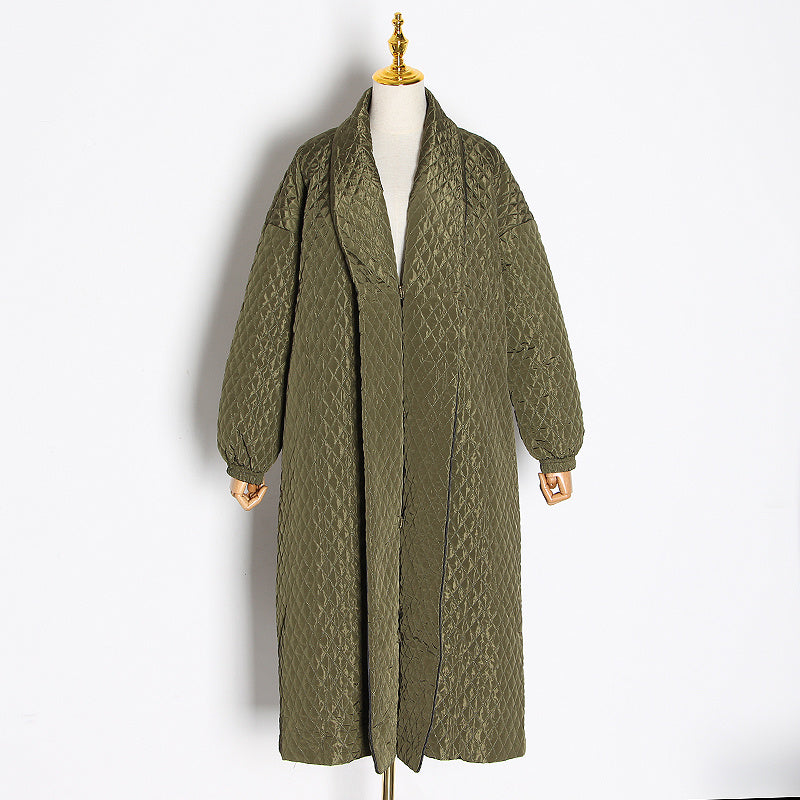 Women's dark buckle smooth plaid trench coat