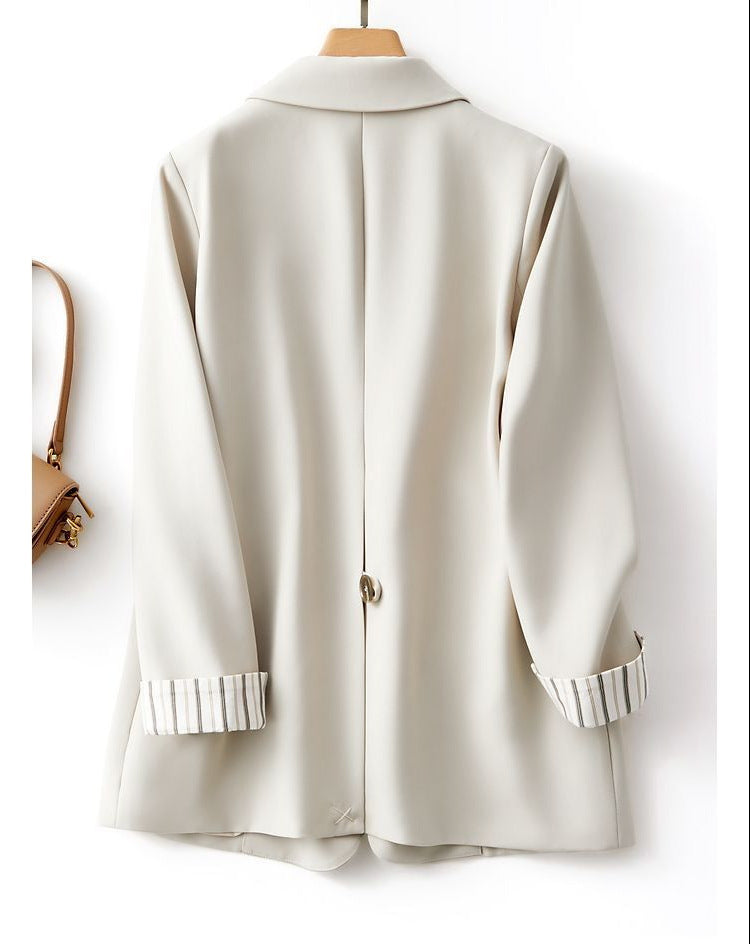Solid Color Suit Coat Advanced Design Stripes