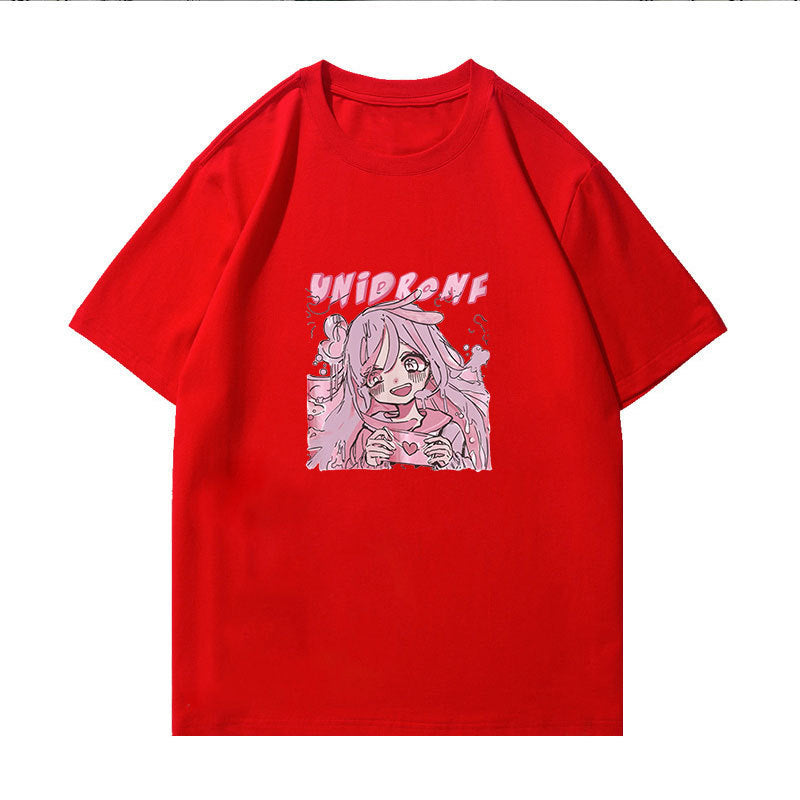 Summer Loose T-shirt Female Cartoon Harajuku Clothes Kawaii Casual