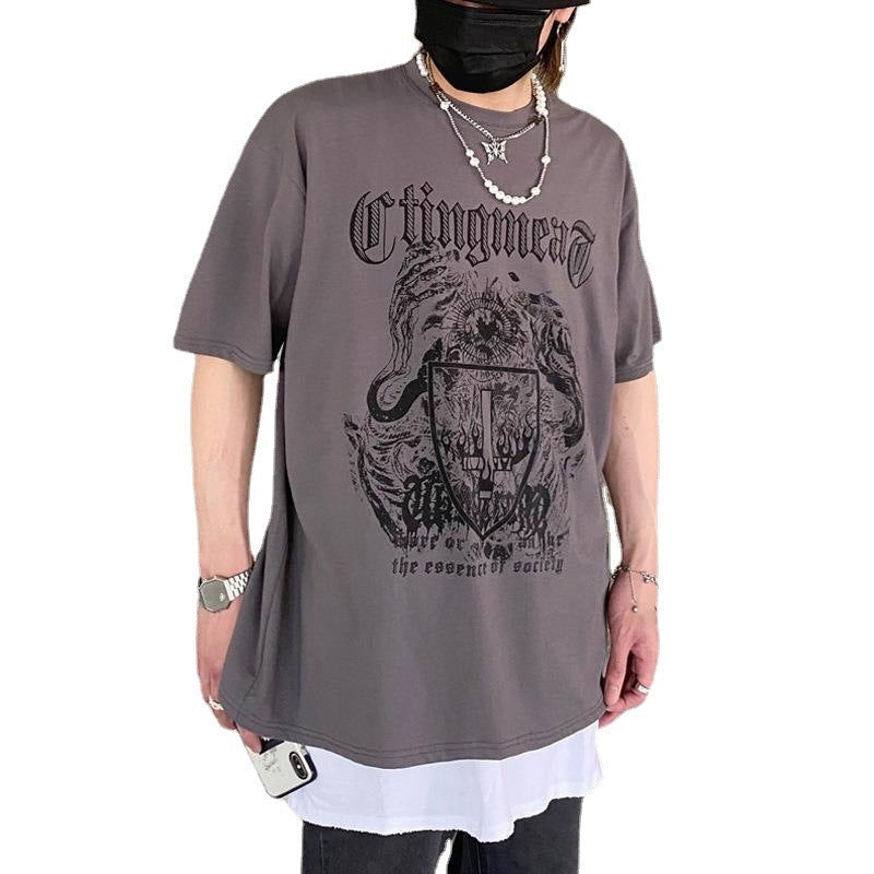 Summer Harajuku Style Short-sleeved Men's Fashion Brand Printing Half-sleeve