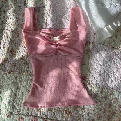 Harajuku Hot Girl Lace Bow Y2g Retro Easy Matching Vest