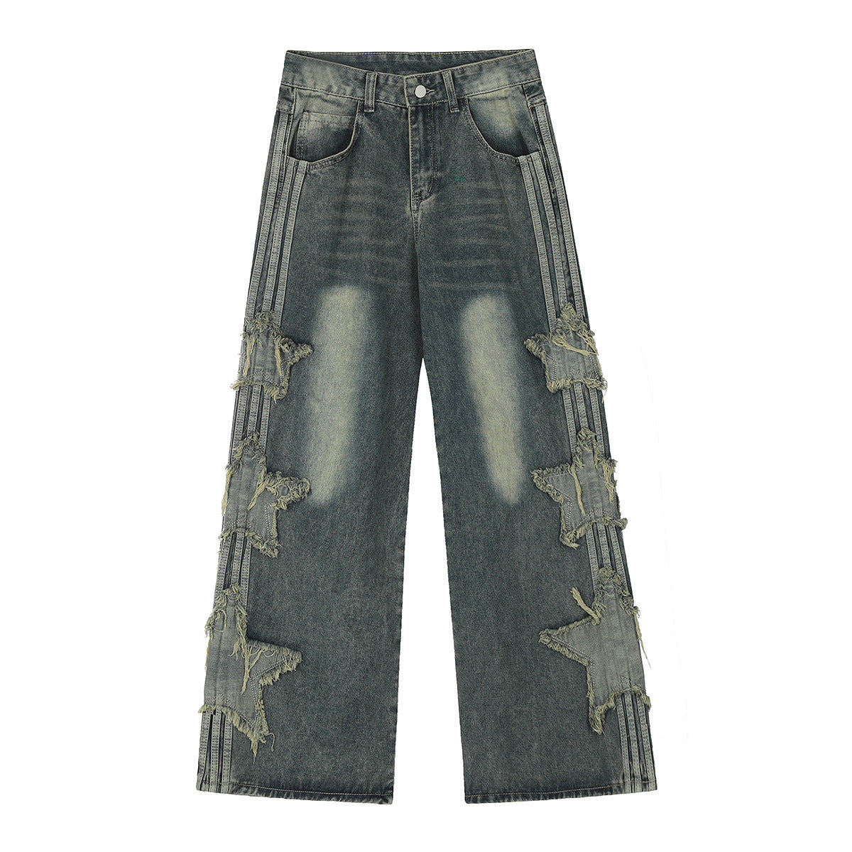 American-style XINGX Patch Straight Jeans