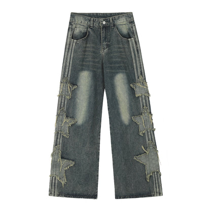 American-style XINGX Patch Straight Jeans