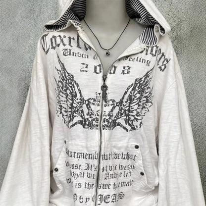 Harajuku Black Hooded Casual Coat Women