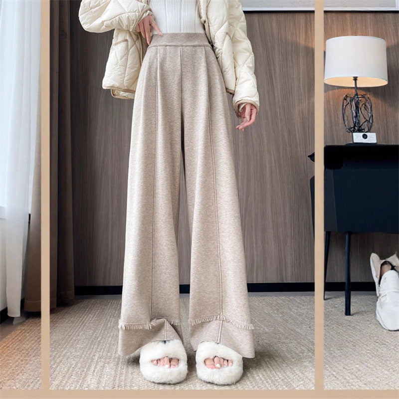 Draping Effect Soft Glutinous Mop Casual Trousers