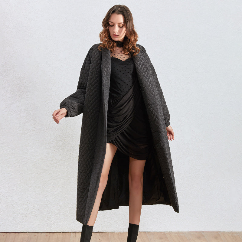 Women's dark buckle smooth plaid trench coat