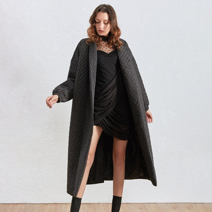 Women's dark buckle smooth plaid trench coat