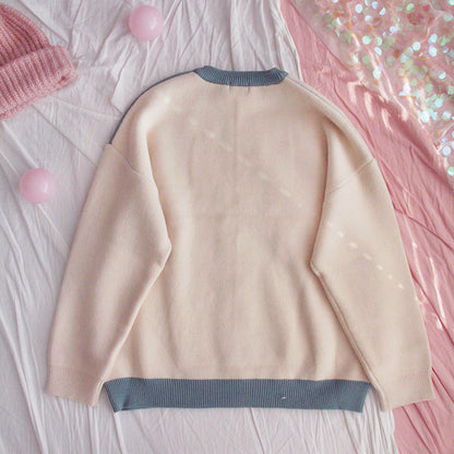 Shimomori Thick Big Sweater Girl Loose Student Japanese Harajuku Cute Soft Girl Round Neck College Style Sweater