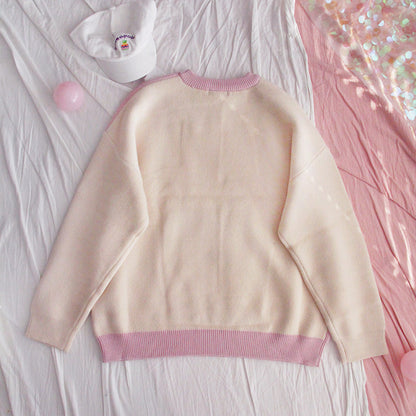 Shimomori Thick Big Sweater Girl Loose Student Japanese Harajuku Cute Soft Girl Round Neck College Style Sweater