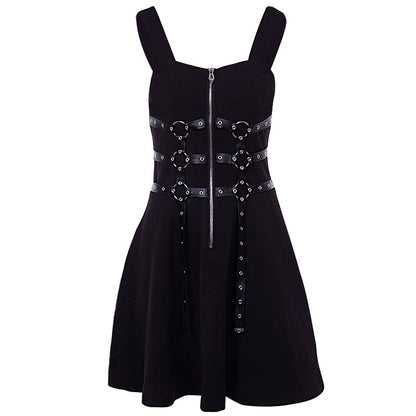 New Dark Style Sexy Waist Suspender Dress Loose Casual Back Black Street Women'S Skirt