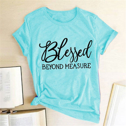 Blessed Measure Women'S T-Shirt Harajuku Aesthetic Top Graphic T-Shirt Women'S Short Sleeve Round Neck Women'S Clothing