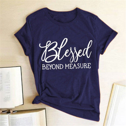 Blessed Measure Women'S T-Shirt Harajuku Aesthetic Top Graphic T-Shirt Women'S Short Sleeve Round Neck Women'S Clothing