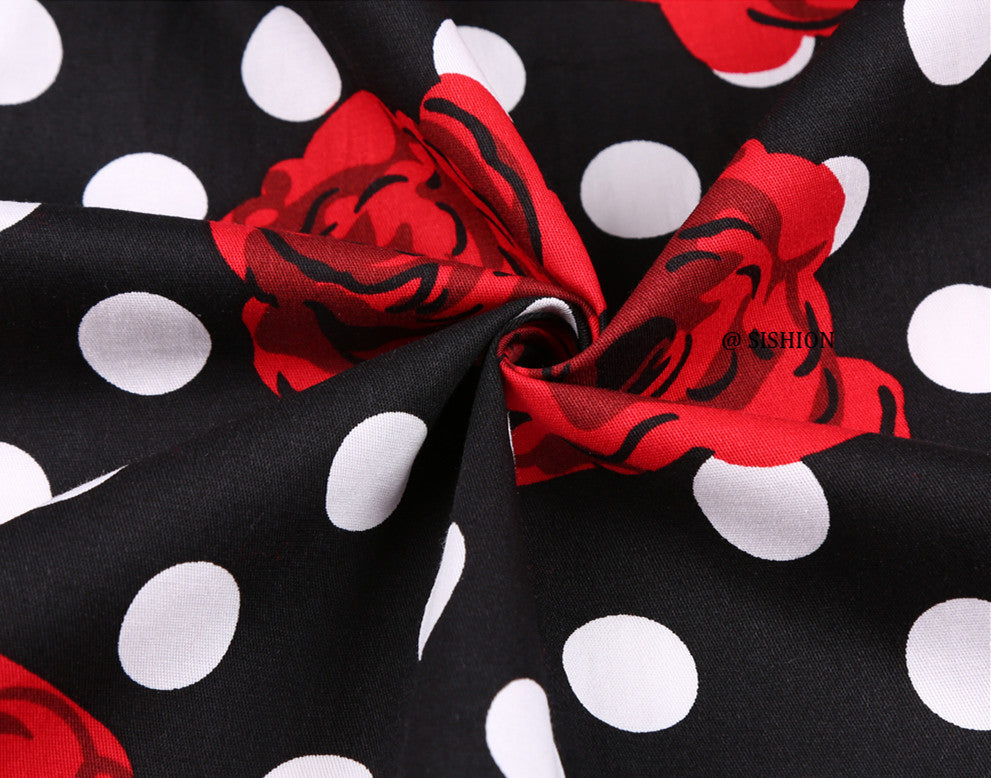 Women's  Polka Dot Print Skirt, Retro Cotton Suit, Harajuku Style, Pleated Skating Skirt