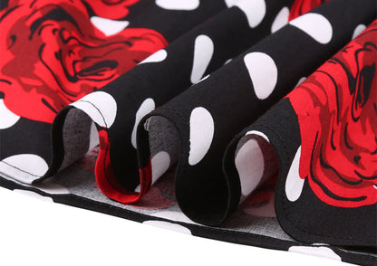 Women's  Polka Dot Print Skirt, Retro Cotton Suit, Harajuku Style, Pleated Skating Skirt