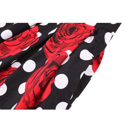 Women's  Polka Dot Print Skirt, Retro Cotton Suit, Harajuku Style, Pleated Skating Skirt