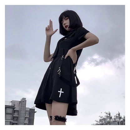 Spring And Summer New Dark Punk Style Jk Uniform Black Improved Dress Female College