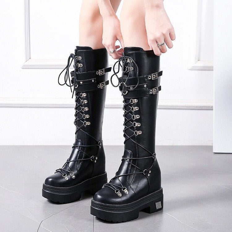 Women's high-barrel height increase boots