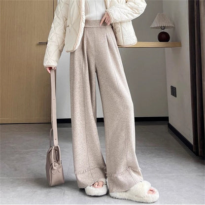 Draping Effect Soft Glutinous Mop Casual Trousers