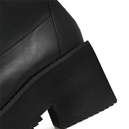 European and American punk leather thick ankle boots female Harajuku thick bottom zipper boots British lace Martin boots