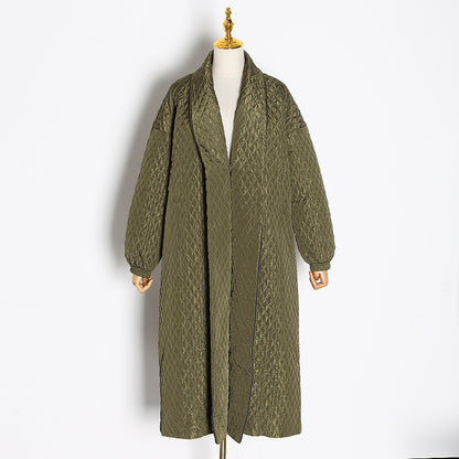 Women's dark buckle smooth plaid trench coat