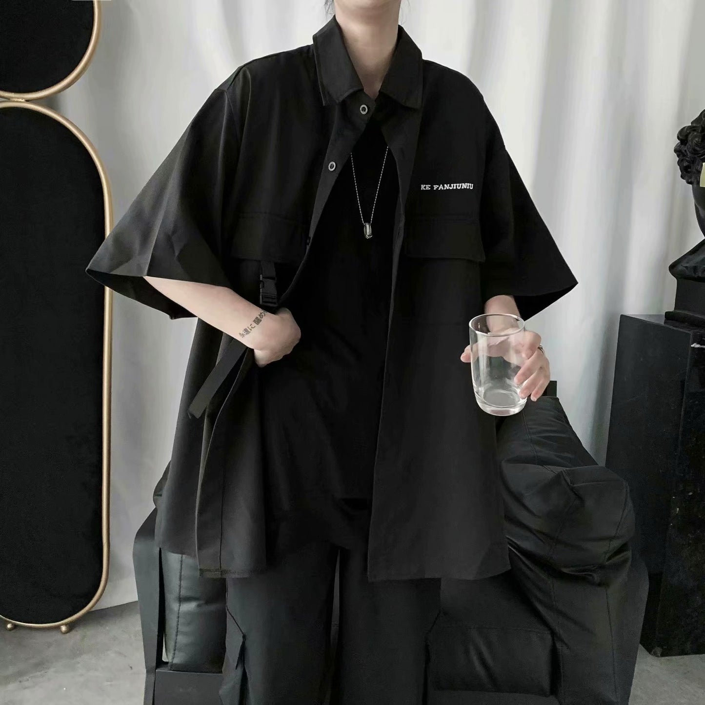 Vintage Functional Tooling Short-sleeved Top, Dark Funeral