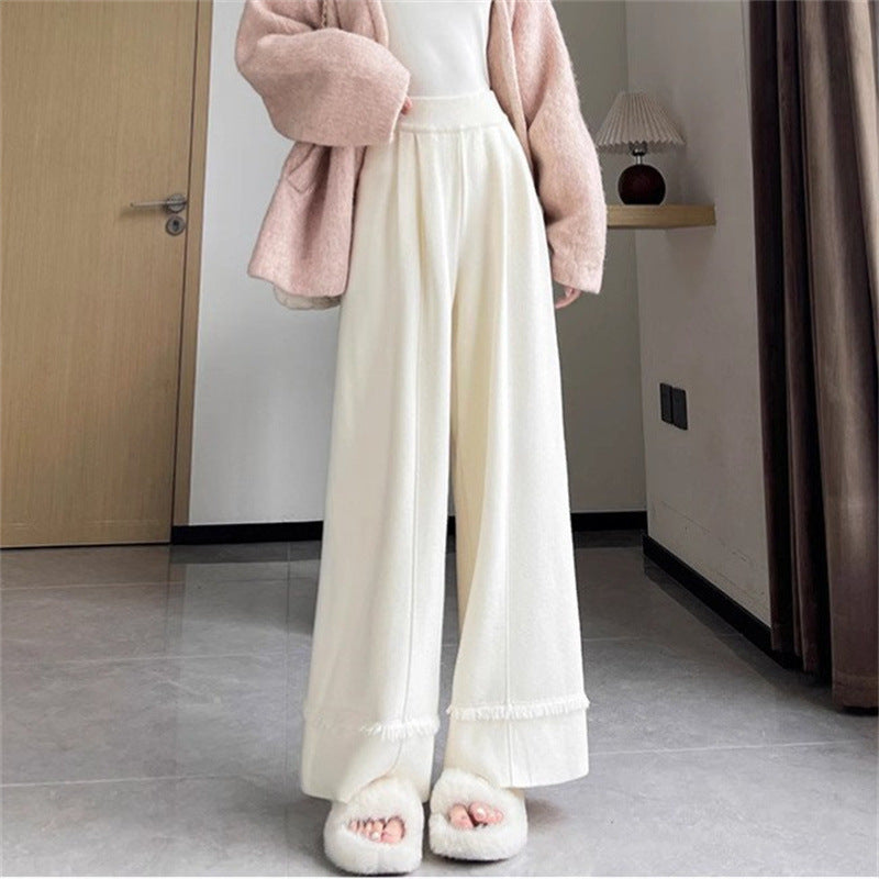 Draping Effect Soft Glutinous Mop Casual Trousers