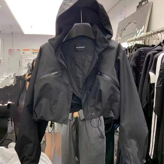 Fashion Hooded Stand Collar Overalls Jacket Women's Spring And Autumn New