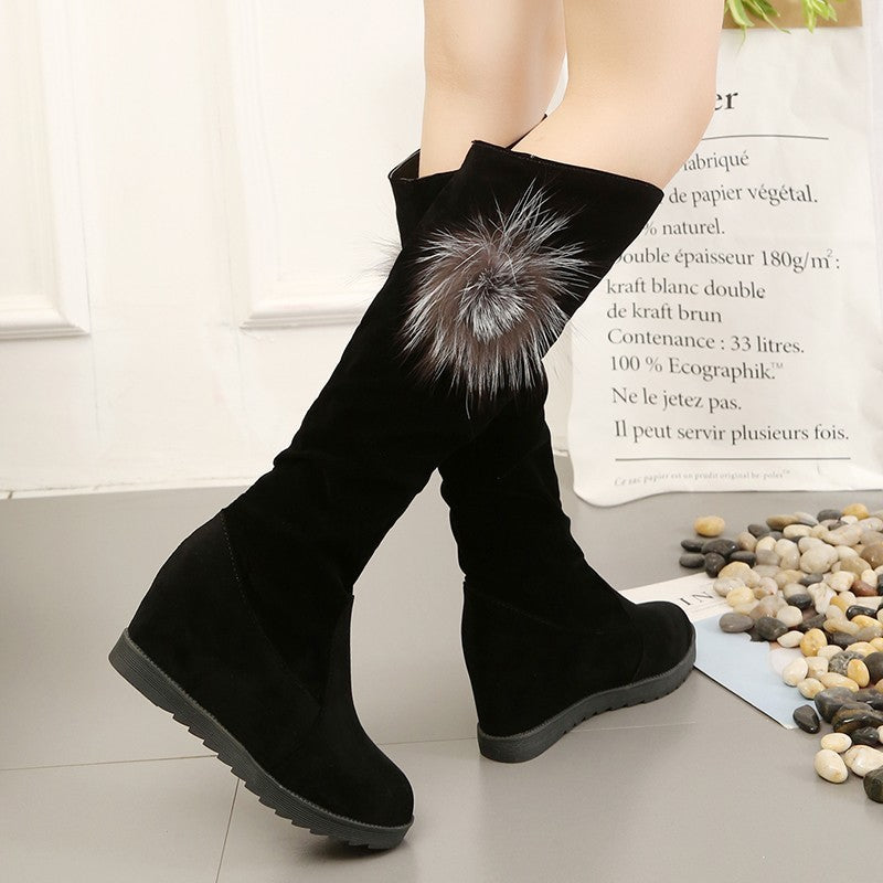Women's Heart Shape Rhinestone Height Increasing Insole Medium Boots