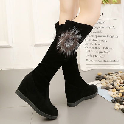 Women's Heart Shape Rhinestone Height Increasing Insole Medium Boots