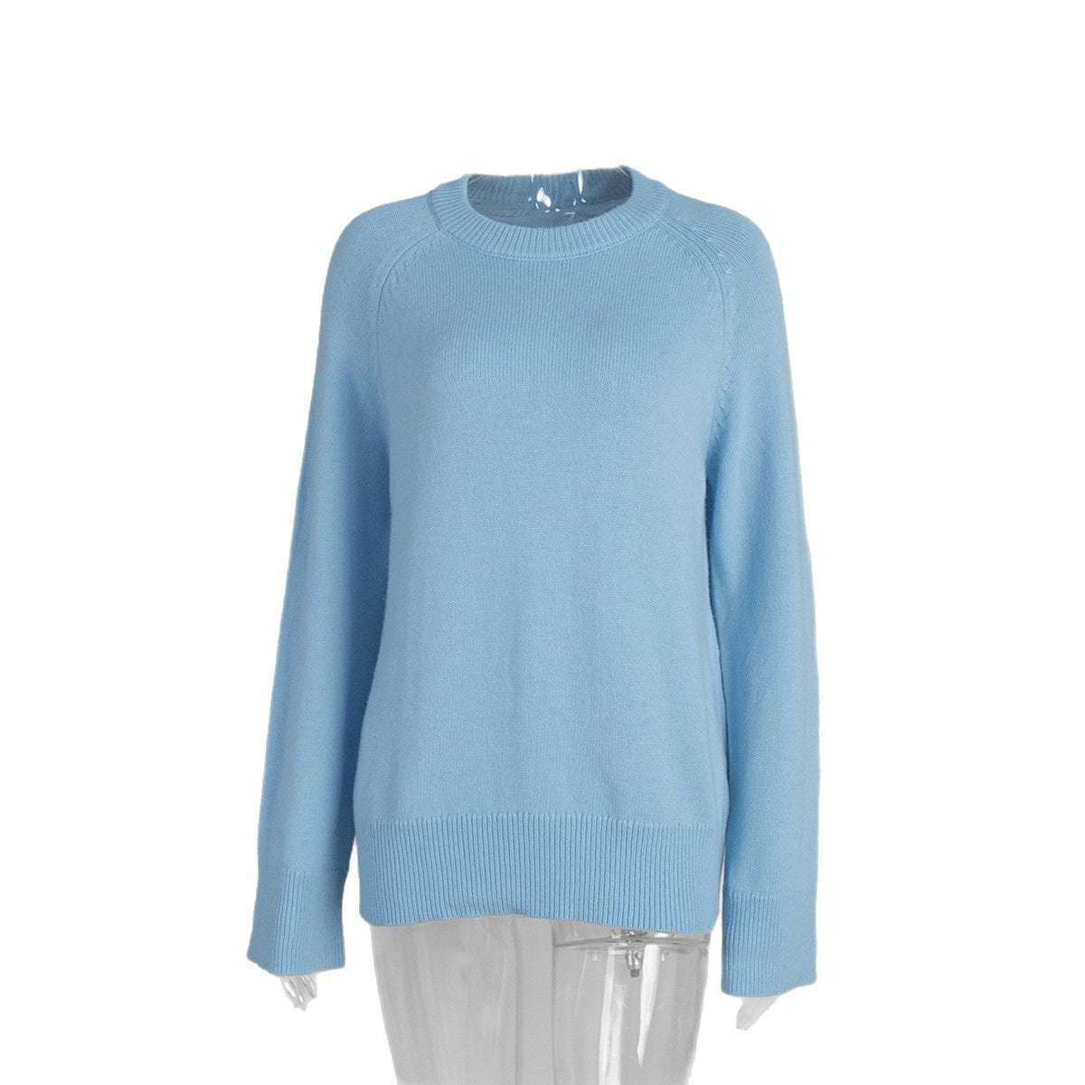 Crew Neck Pullover Sweater Women's Loose Knitted Sweater