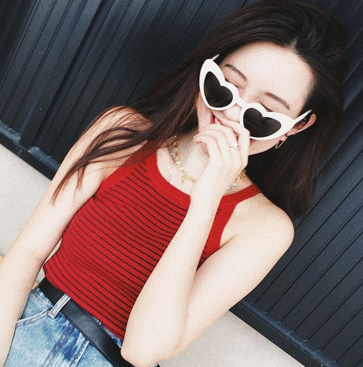 New love ladies heart-shaped sunglasses ins with the same heart heart sunglasses female soft sister Harajuku cute fashion glasses