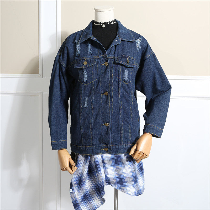 Worn Loose Denim Jacket Women's Long Sleeves