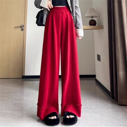 Draping Effect Soft Glutinous Mop Casual Trousers