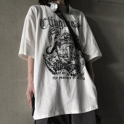 Summer Harajuku Style Short-sleeved Men's Fashion Brand Printing Half-sleeve