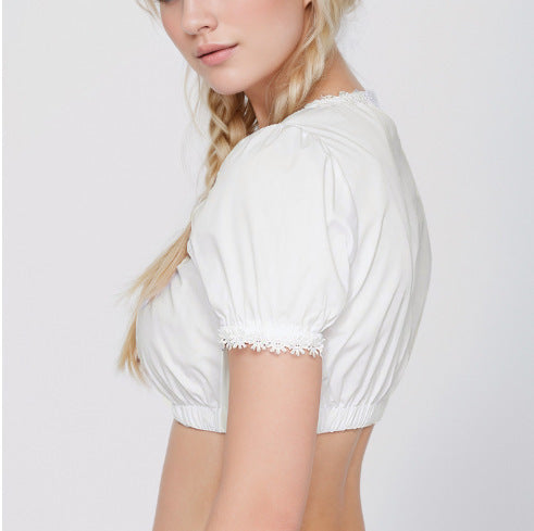 White Oktoberfest Clothing Top Short Sleeve Shirt