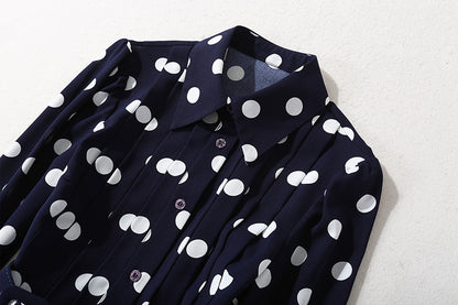 Dark blue polka dot long dress