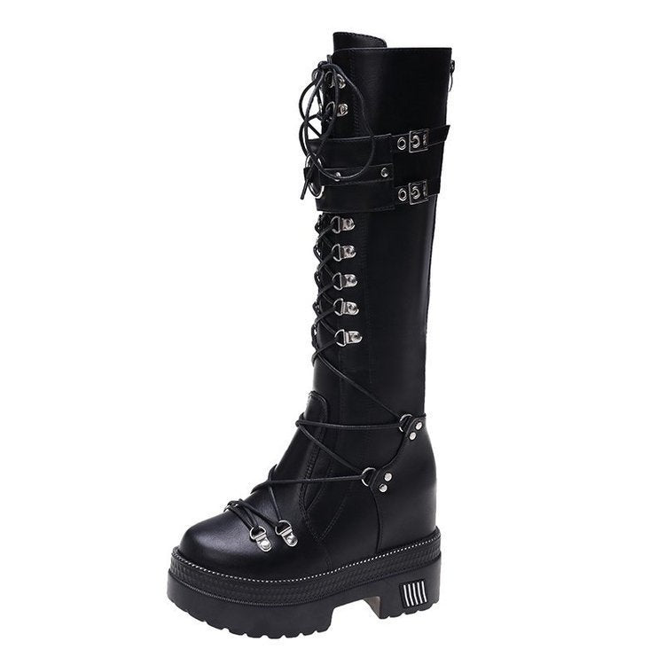 Women's high-barrel height increase boots