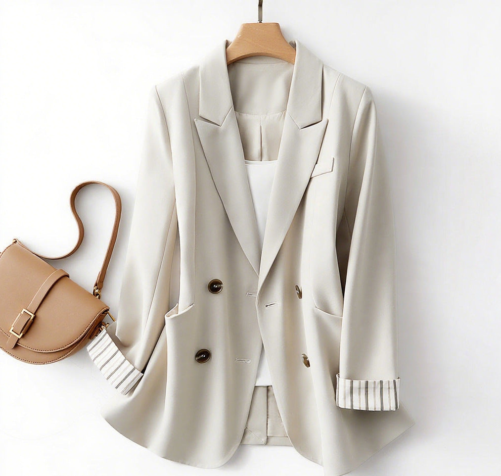 Solid Color Suit Coat Advanced Design Stripes