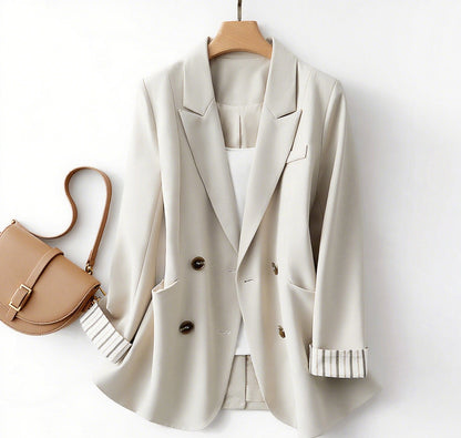 Solid Color Suit Coat Advanced Design Stripes