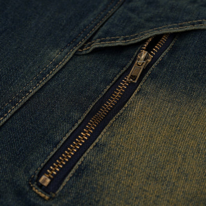 Hong Kong Style Retro Stand Up Collar Denim Short Jacket For Women