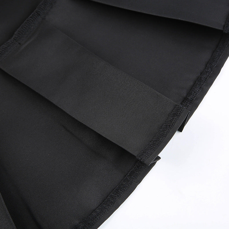 Dark Street Style Lace Stitching Bow Pleated Skirt