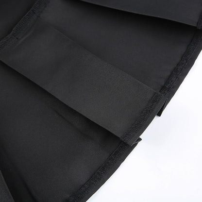 Dark Street Style Lace Stitching Bow Pleated Skirt