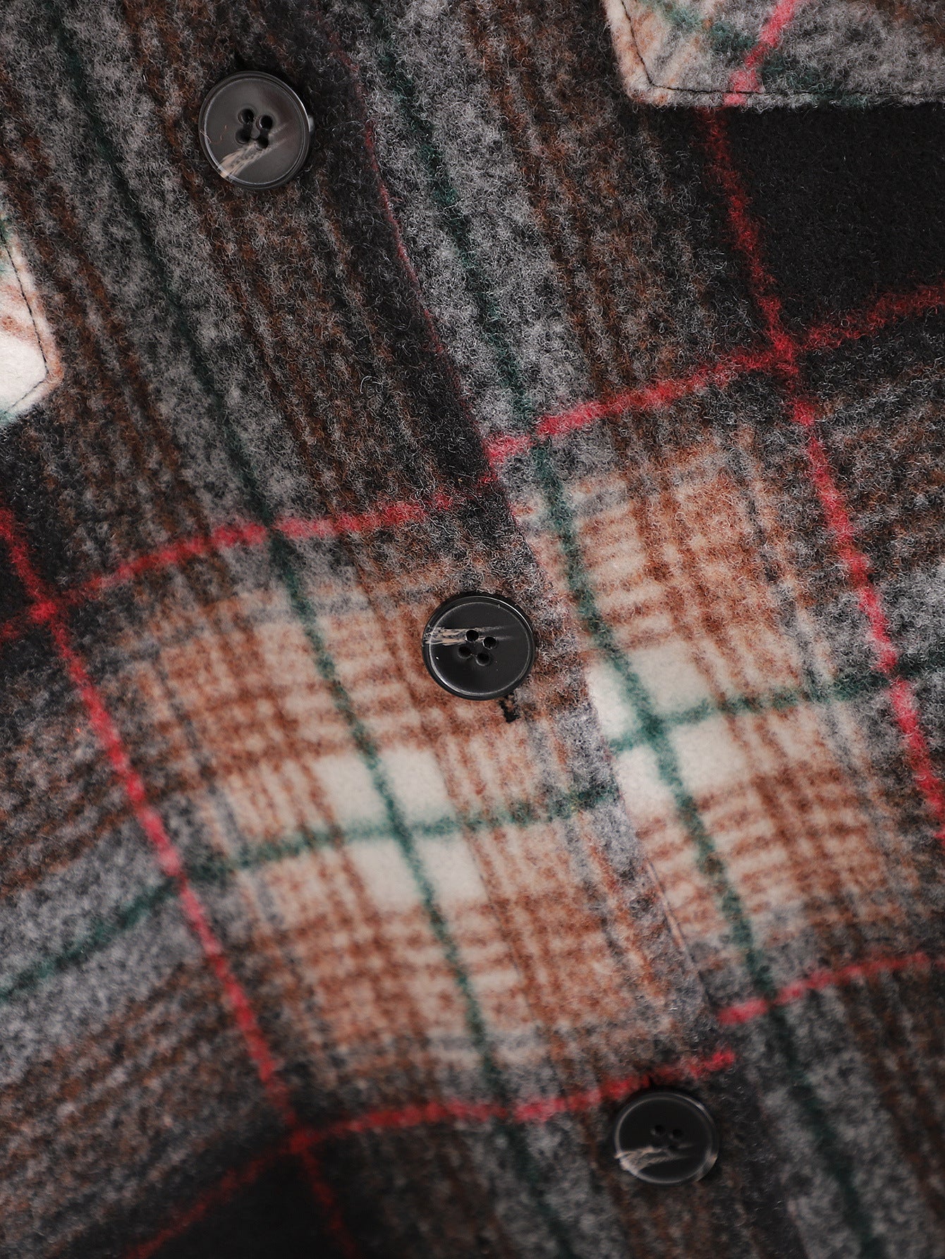 Women's Slim Dark Brown Woolen Plaid Jacket