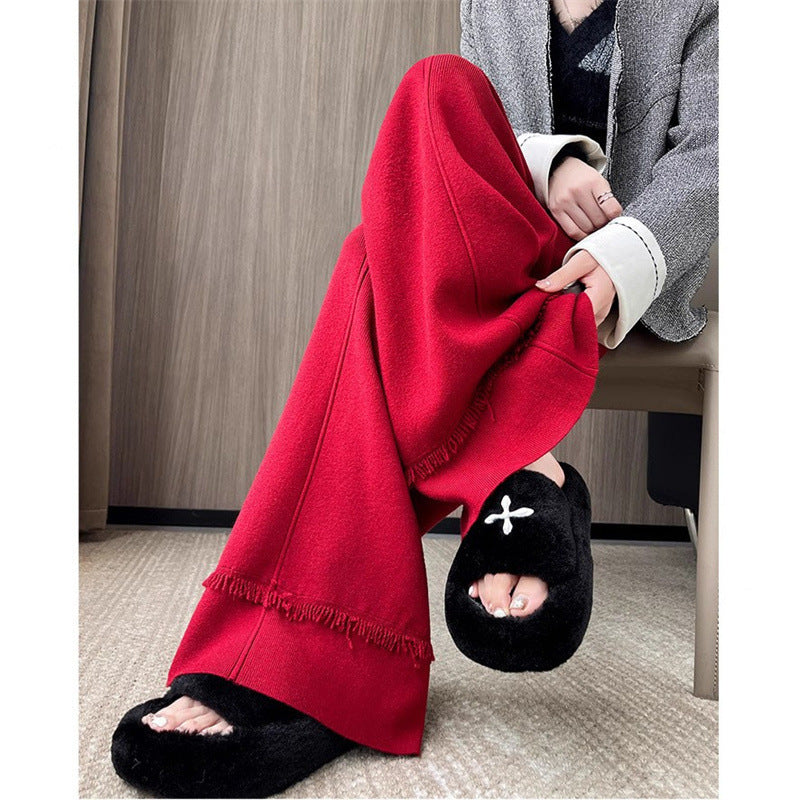 Draping Effect Soft Glutinous Mop Casual Trousers