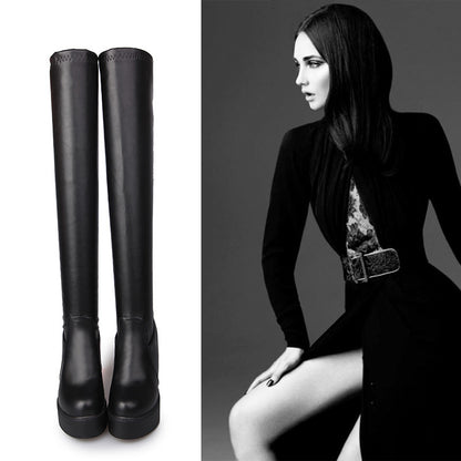 Long Tube Over The Knee Boots Women's Shoes With Thick-soled Inner Height