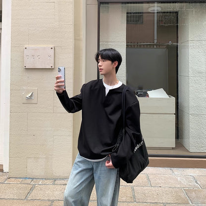 Stitching Solid Color Hoodie Men And Women