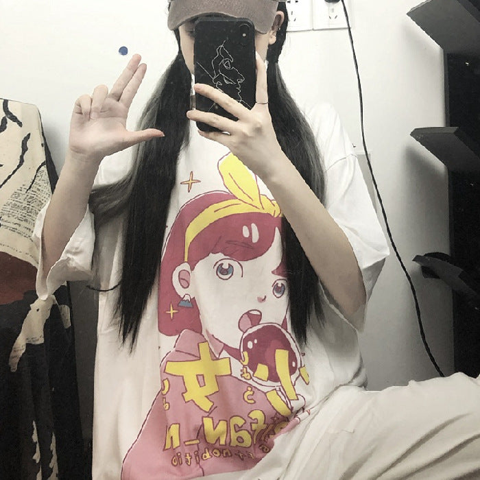 Cool And Loose Harajuku Style Student Top