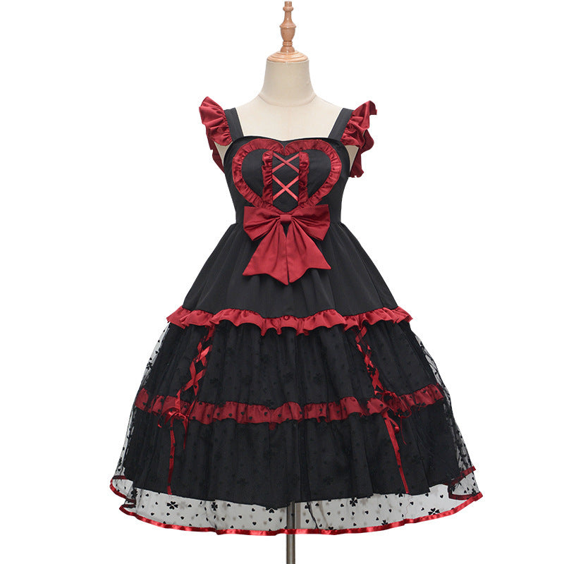 Dark Red Three-stage Suspender Lolita Dress