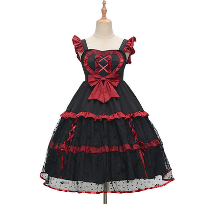 Dark Red Three-stage Suspender Lolita Dress