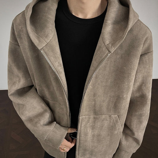 American Retro Tie-dyed Hooded Plus Size Sweater Coat For Men